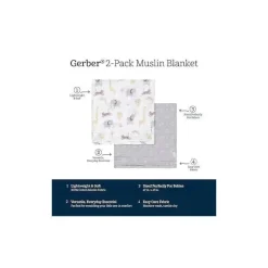 Roupa de cama Gerber - manta de musselina 2 unidades, animais neutros + geos