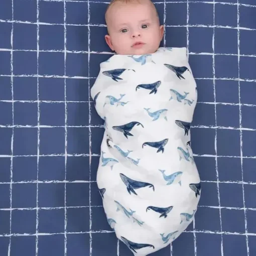 Roupa de cama Gerber - manta de musselina 2Pk, baleia