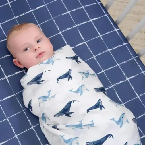 Roupa de cama Gerber - manta de musselina 2Pk, baleia