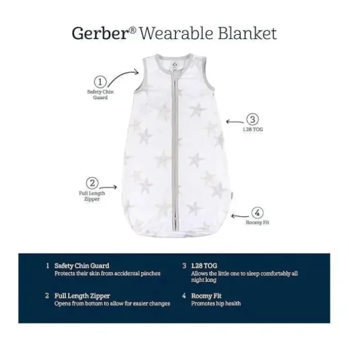 Roupa de cama Gerber - saco de dormir 1Pk, neutro celestial