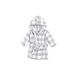 Roupões de banho de pelúcia Baby Vision 0-9M, xadrez cinza