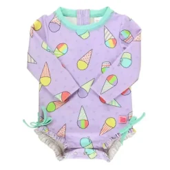 Rufflebutts - Baby Girl Cones de Neve Manga Longa Protetor de Rash de Uma Peça