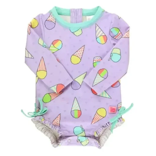 Rufflebutts - Baby Girl Cones de Neve Manga Longa Protetor de Rash de Uma Peça