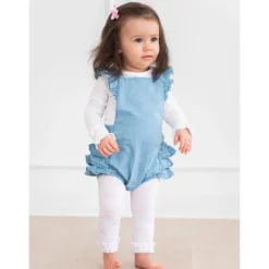 Rufflebutts - Baby Girl Light Wash Flutter Overall Rumper