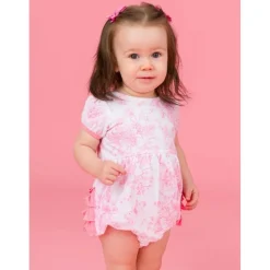 Rufflebutts - Baby Girl Puff Short Sleeve Bow Bubble Romper