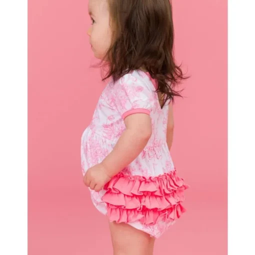 Rufflebutts - Baby Girl Puff Short Sleeve Bow Bubble Romper