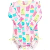 RuffleButts - Baby Girl Social One Piece Rash Guard, Sorvete