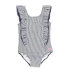 RuffleButts - Baby Girl Stripe Waterfall One Piece, azul marinho