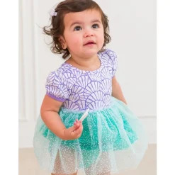 Rufflebutts - Baby Girls Mermaid Princess Bow Twirl Romper