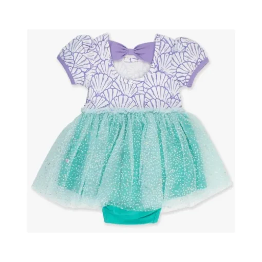 Rufflebutts - Baby Girls Mermaid Princess Bow Twirl Romper