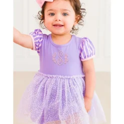 Rufflebutts - Baby Girls Princess Bow Twirl Short Sleeve Romper