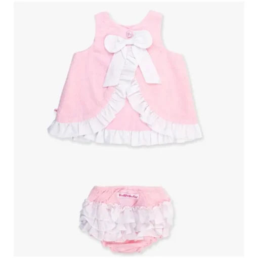 Rufflebutts - Baby Girls Pink & White Swing Top & Bloomer Set Pink