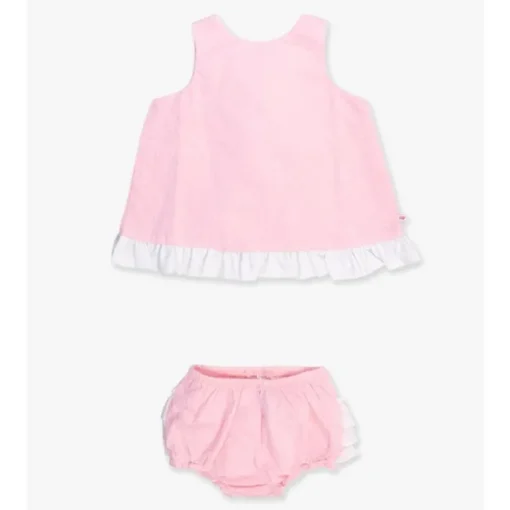 Rufflebutts - Baby Girls Pink & White Swing Top & Bloomer Set Pink