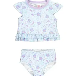 Rufflebutts – Biquíni 2Pk Baby Girl Fairytale Garden Cap Sleeve Ruffle Hem