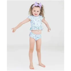 Rufflebutts – Biquíni 2Pk Baby Girl Fairytale Garden Cap Sleeve Ruffle Hem