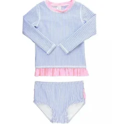 Rufflebutts - Biquíni Seersucker Rash Guard Azul Pervinca