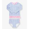 Rufflebutts - Biquíni Seersucker Rash Guard Azul Pervinca