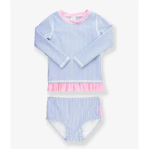 Rufflebutts - Biquíni Seersucker Rash Guard Azul Pervinca