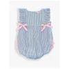 Rufflebutts - Bolha de babados clássico azul Seersucker para bebês meninas