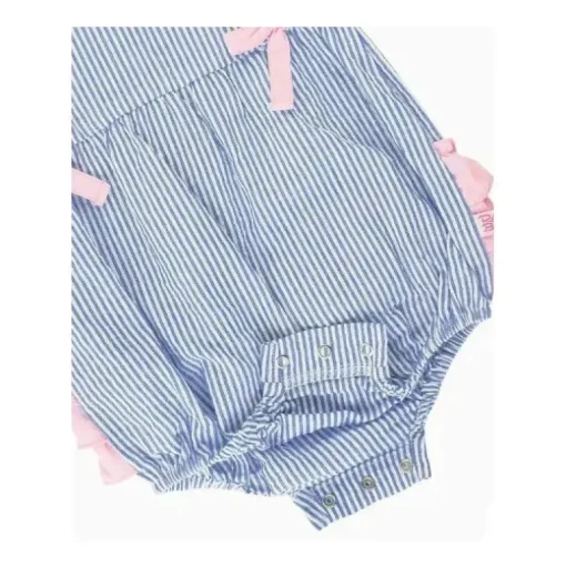 Rufflebutts - Bolha de babados clássico azul Seersucker para bebês meninas