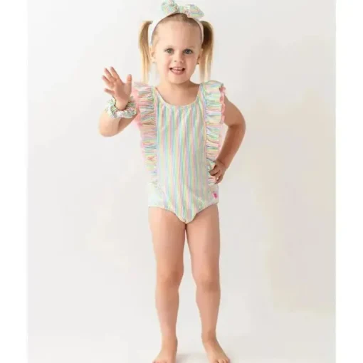 Rufflebutts - Cachoeira Rainbow Seersucker One Piece