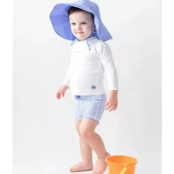 Rufflebutts – Calções de banho para bebé menino azul pervinca Seersucker