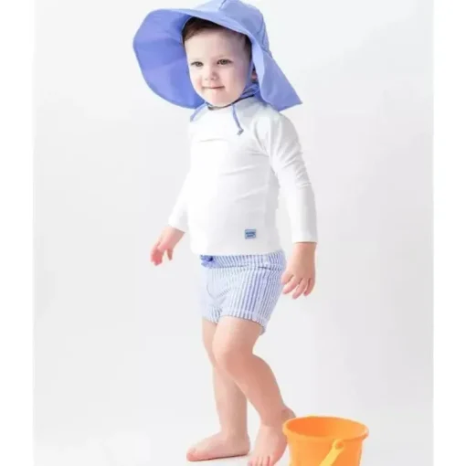 Rufflebutts – Calções de banho para bebé menino azul pervinca Seersucker