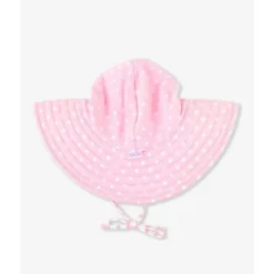 Rufflebutts - Chapéu de natação reversível com bolinhas e listras rosa