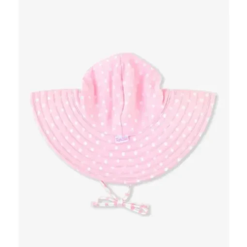 Rufflebutts - Chapéu de natação reversível com bolinhas e listras rosa