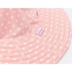 Rufflebutts - Chapéu de natação reversível com bolinhas e listras rosa