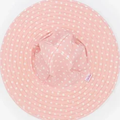 Rufflebutts - Chapéu de natação reversível com bolinhas e listras rosa