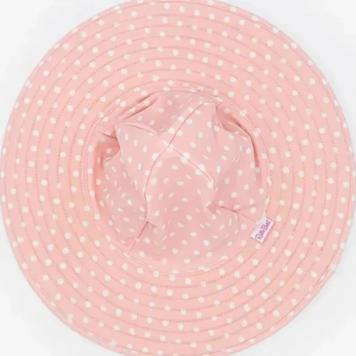Rufflebutts - Chapéu de natação reversível com bolinhas e listras rosa