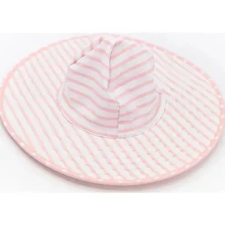 Rufflebutts - Chapéu de natação reversível com bolinhas e listras rosa