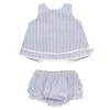 RuffleButts - conjunto de top e flor de bebê azul Seersucker Ric Rac Swing