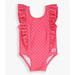 Rufflebutts - Hot Pink Heart Waterfall One Piece, Rosa