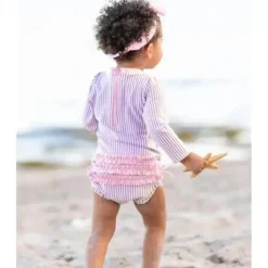 Rufflebutts - Lilás Seersucker One Piece Rash Guard