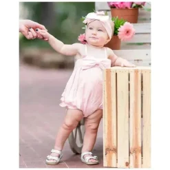 Rufflebutts – Macacão de bolha tecido rosa Seersucker para bebês meninas