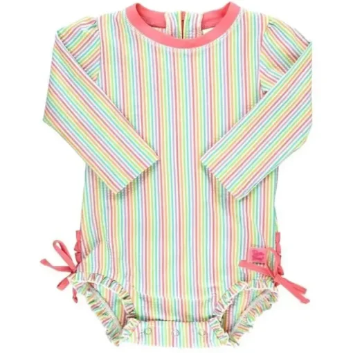 Rufflebutts - Rash Guard Rainbow Seersucker de manga comprida
