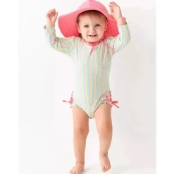 Rufflebutts - Rash Guard Rainbow Seersucker de manga comprida