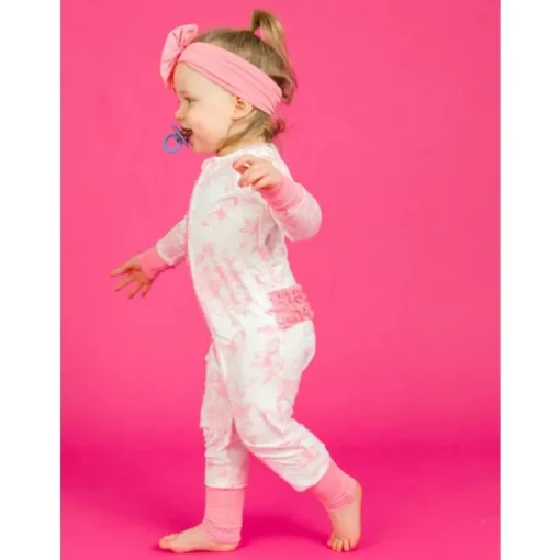 Rufflebutts - Ruffle One Piece Convertible Pajamas, Bubblegum Pink