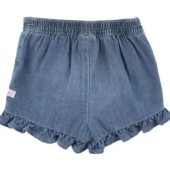 Rufflebutts – Saia jeans com babados para bebê com lavagem clara