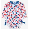 Rufflebutts – Shimmer Star-Spangled manga comprida One Piece Rash Guard branco com estrelas