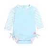 Rufflebutts - Tropical Breeze Heart Polka Dot Manga Longa Rash Guard, Azul