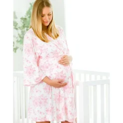 Rufflebutts - Women's Maternity Robe Os Bubblegum Pink