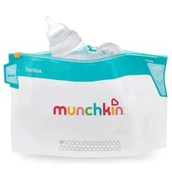 Sacos de esterilização de garrafa jumbo Munchkin, bolsas de esterilização de garrafa de microondas - 6 unidades, 180 usos
