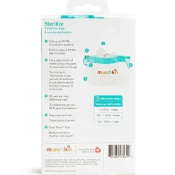 Sacos de esterilização de garrafa jumbo Munchkin, bolsas de esterilização de garrafa de microondas - 6 unidades, 180 usos