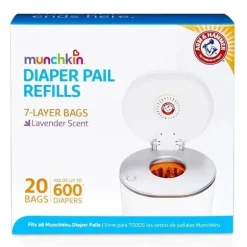 Sacos de recarga de balde de fraldas Munchkin Arm &amp; Hammer, pacote com 20, porões
