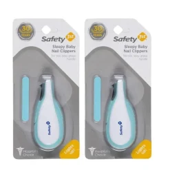 Safety 1St - Cortador de unhas para bebê sonolento com luz LED integrada, pacote com 2, as cores podem variar