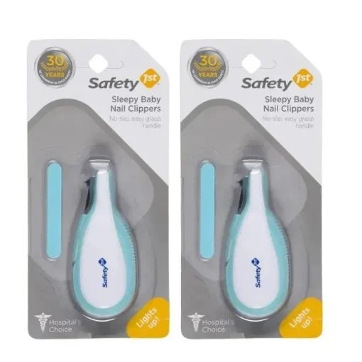 Safety 1St - Cortador de unhas para bebê sonolento com luz LED integrada, pacote com 2, as cores podem variar