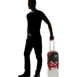 Samsonite - American Tourister Disney Hardside Bagagem com rodas giratórias, preta, vermelha, branca, Minnie Mouse, 21 polegadas